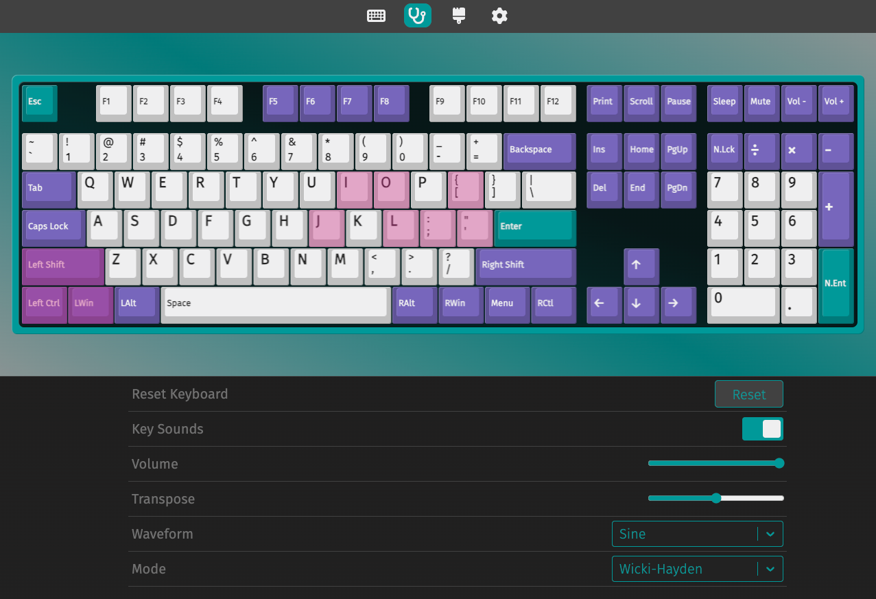 VIA key tester
