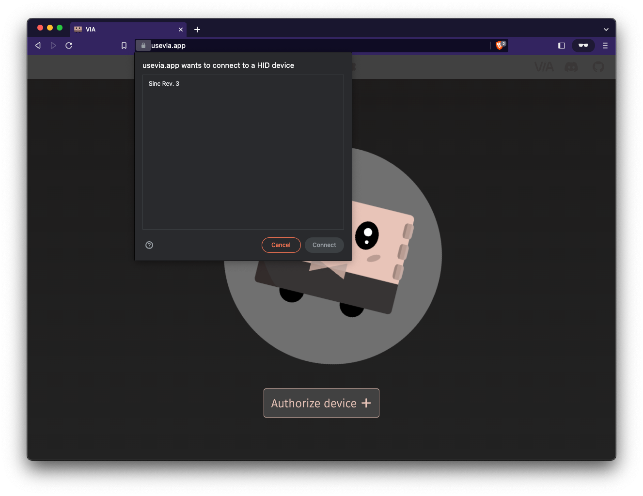 Browser Device Connection Dialog
